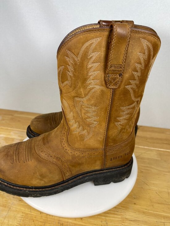 Ariat Workhog Steel Toe Cowboy Work Boots Men’s 8.5 EE Brown Pull On main image 8